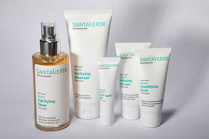 Santaverde Pure – Mit Naturkosmetik gegen unreine Haut: Cleanser, Toner, Serum, Fluid, Anti Spot Gel