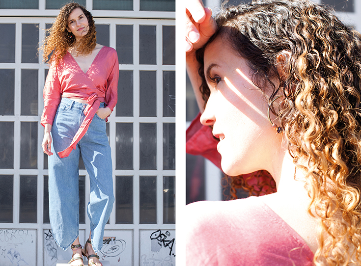 Fashion Revolution Week 2019 #whomademyclothes: Mia Marjanovic von Hey Lila Hey trägt eine Wickelbluse von Jyoti und eine Jeans von Kings of Indigo