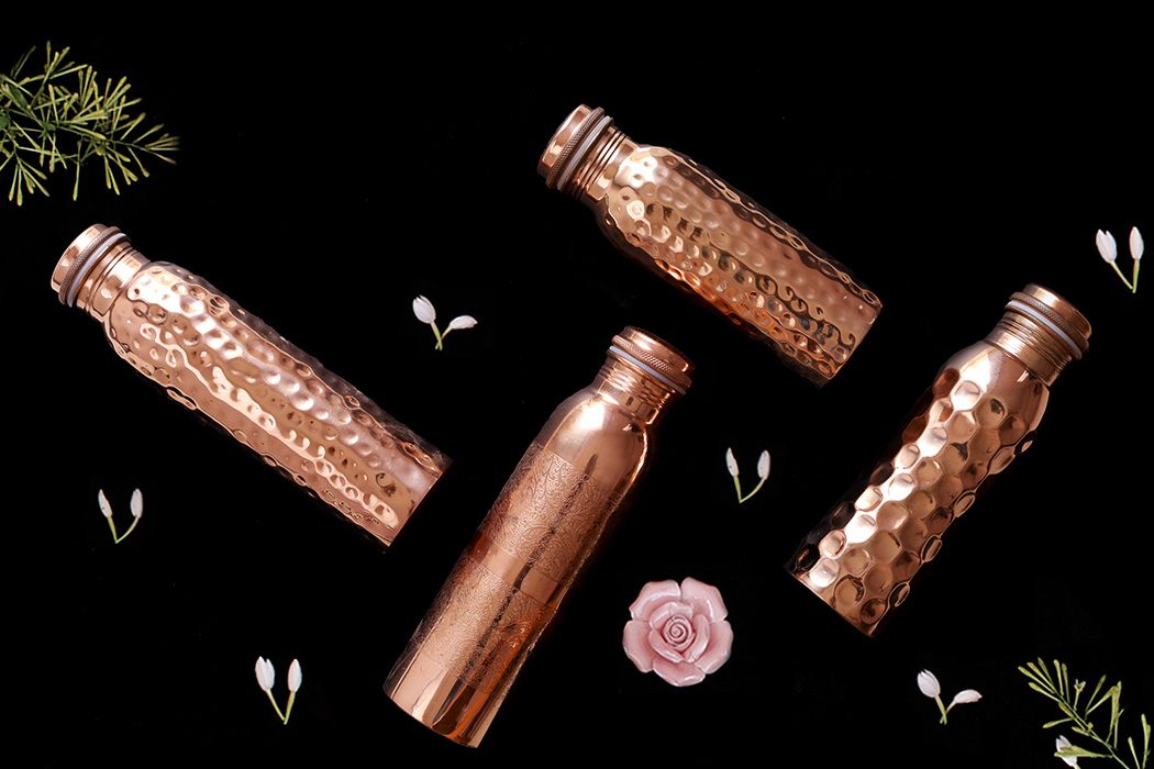 Forrest & Love – Wunderschöne Ayurveda Trinkflasche aus Kupfer, Kupferwasserflasche, Wasserflasche, Flaschen