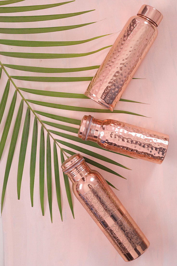 Forest & Love – Wunderschöne Ayurveda Trinkflasche aus Kupfer, Kupferwasserflasche, Wasserflasche, Flaschen