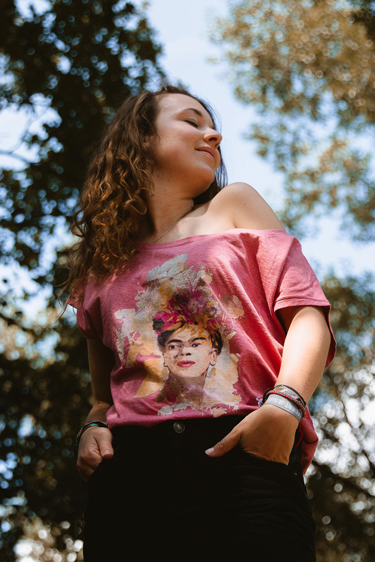 Kultgut – Fair Fashion Basics mit Künstlermotiven. Eco Fashion, Bio Mode, Öko Tex Print, Frida Kahlo T-Shirt