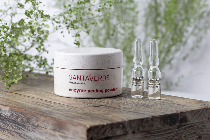 Santaverde Aloe Vera Kosmetik – Naturkosmetik Neuheiten 2021 für den Frühlings-Glow: Enzympeeling und Hyaluron Treatment Ampullen, Enzyme Peeling