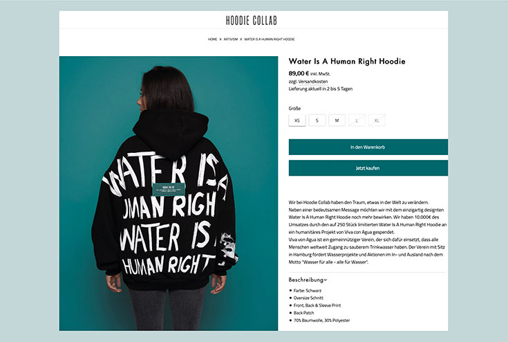 Purestain Kritik – Eco Fashion von Influencerin Gerda Lewis? Warum wir das Label kritisch sehen. Fair Fashion und nachhaltige Mode von Purestain? Hoodie Collab: Water is a human right