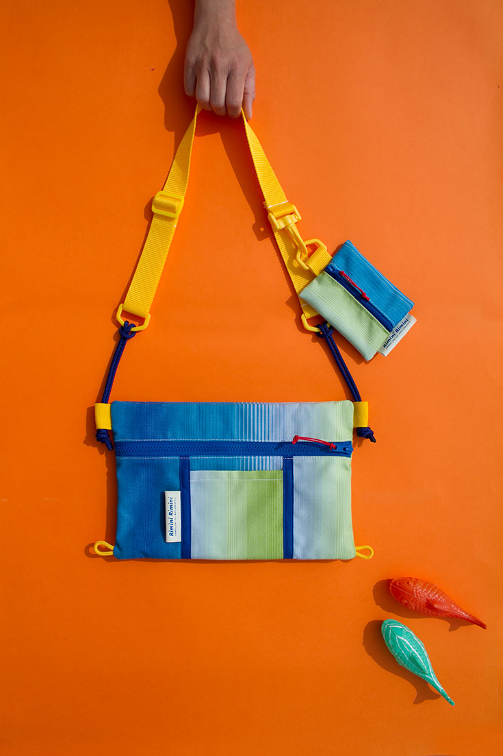 Rimini Rimini Bags – Coole Upcycling Taschen aus alten Sonnenschirmstoffen. Aus gebrauchten und ausrangierten Sonnenschirmen, fertigt das Label Rucksäcke, Geldbeutel, Laptophüllen, Bauchtaschen, Shopper