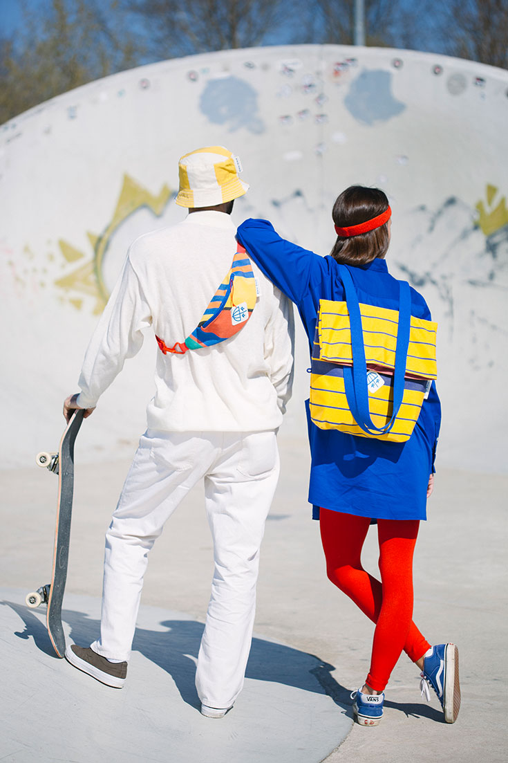 Rimini Rimini Bags – Coole Upcycling Taschen aus alten Sonnenschirmstoffen. Aus gebrauchten und ausrangierten Sonnenschirmen, fertigt das Label Rucksäcke, Geldbeutel, Laptophüllen, Bauchtaschen, Shopper